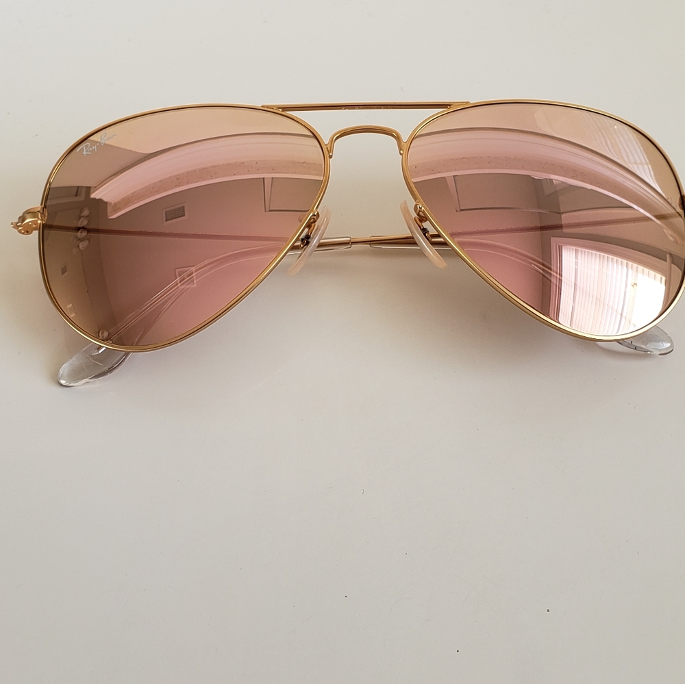 Ray Ban Aviator Sunglasses🌞 Rose Pink Lenses 58mm - Picture 7 of 8